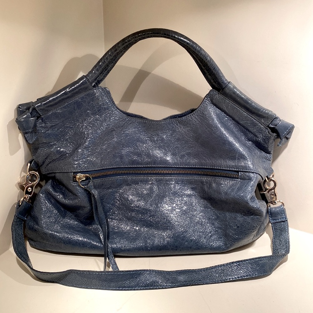 Foley + Corinna crackled blue leather bag